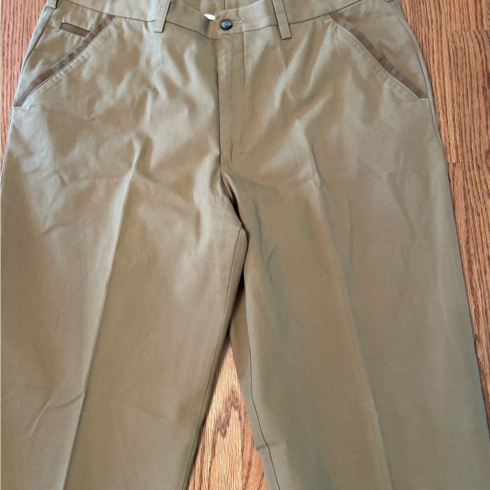 Kevin's Khaki Tailored Field Pants, 5-Pocket Style, Leather Trim, 36 X 34 - Picture 2 of 11